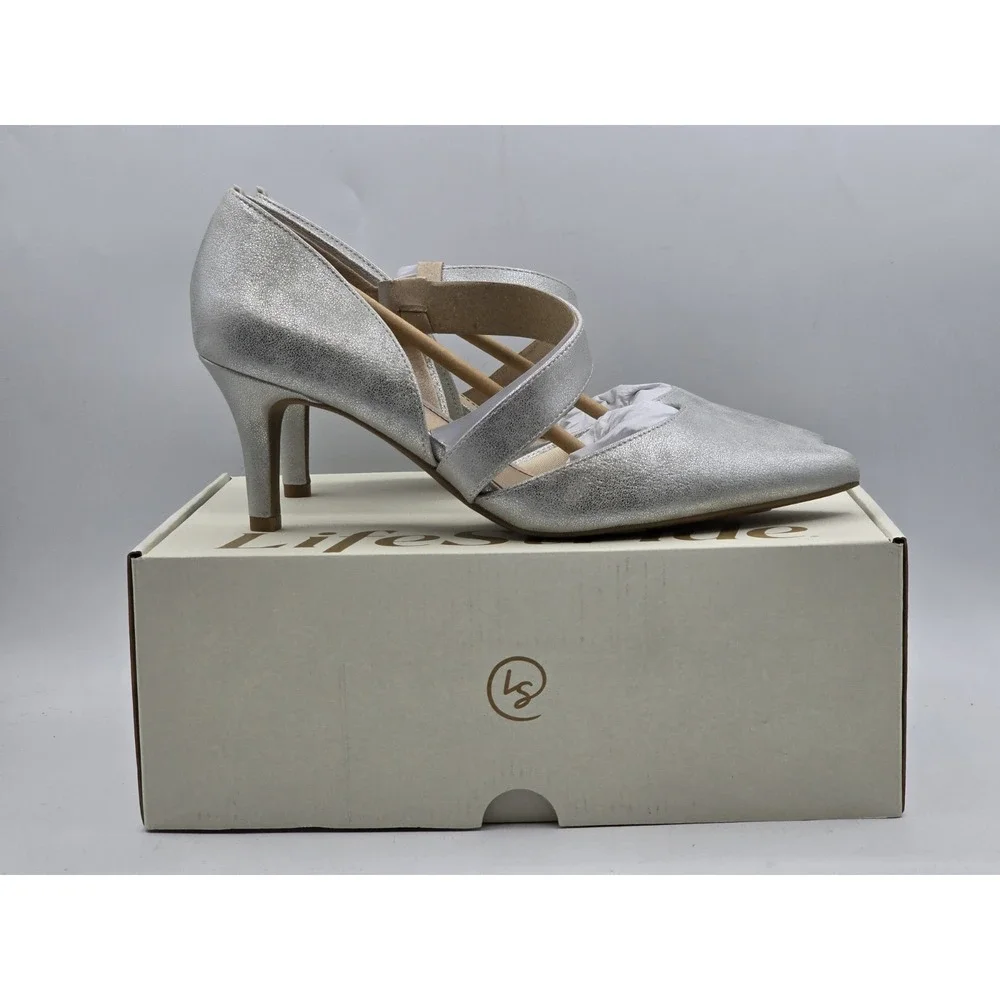 New - Life Stride Suki Women's Pumps Heels‎ Silver Met Scarb- Sz 9.5 M